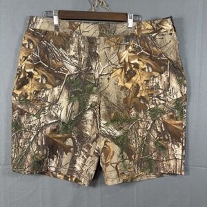 Realtree Camo Shorts Mens Sz L Brown Polyester Lightweight Pockets 10" Inseam
